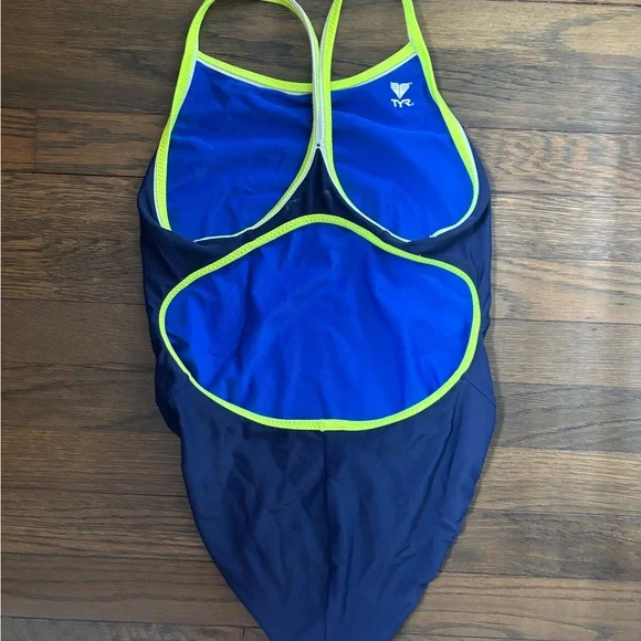 TYR Women’s Reversible Royal Blue, Navy & Yellow One Piece Swimsuit (Size 38) - Picture 4 of 5